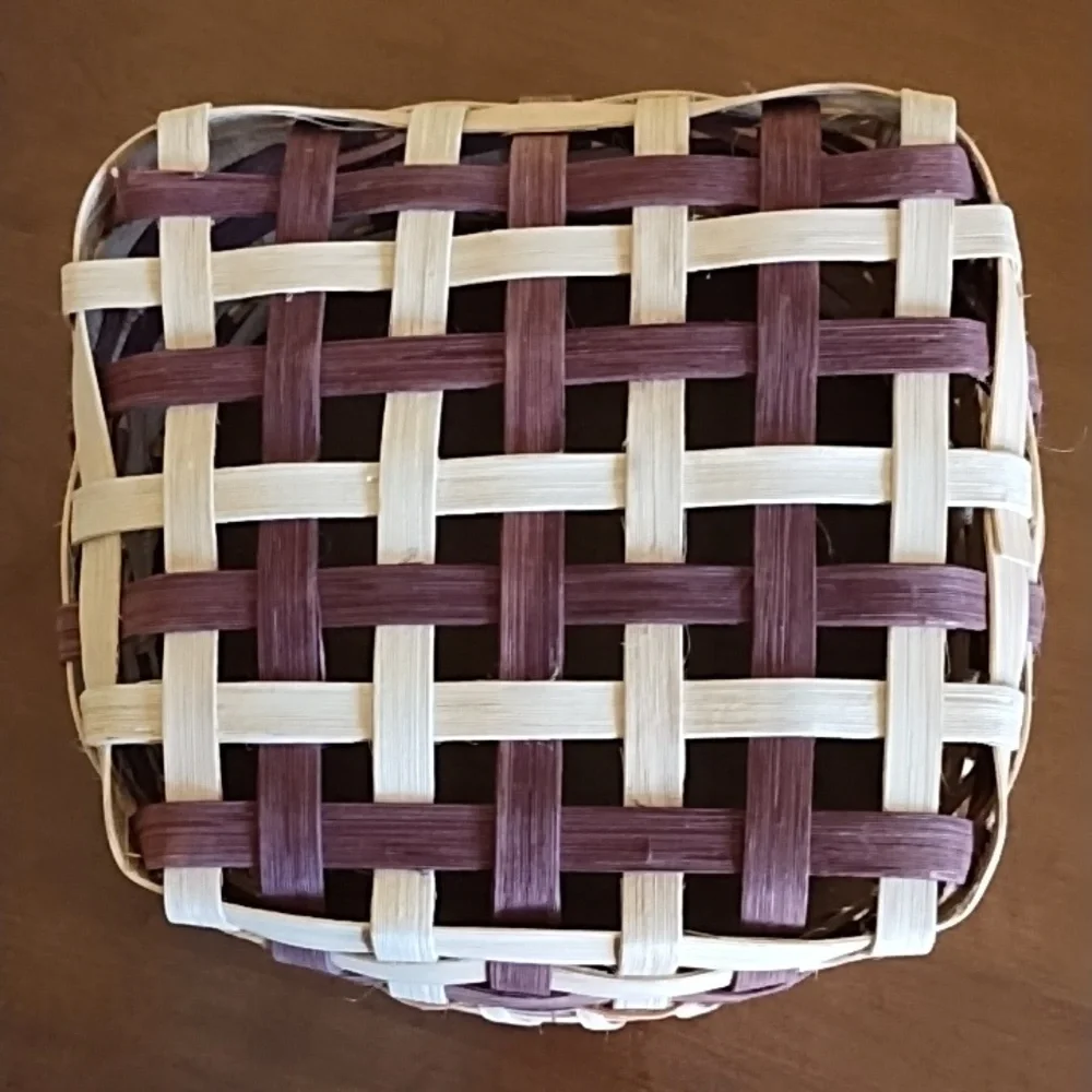 Hand Crafted Loosely Woven Bamboo Basket Round 8x8x4 Inches Boho Storage